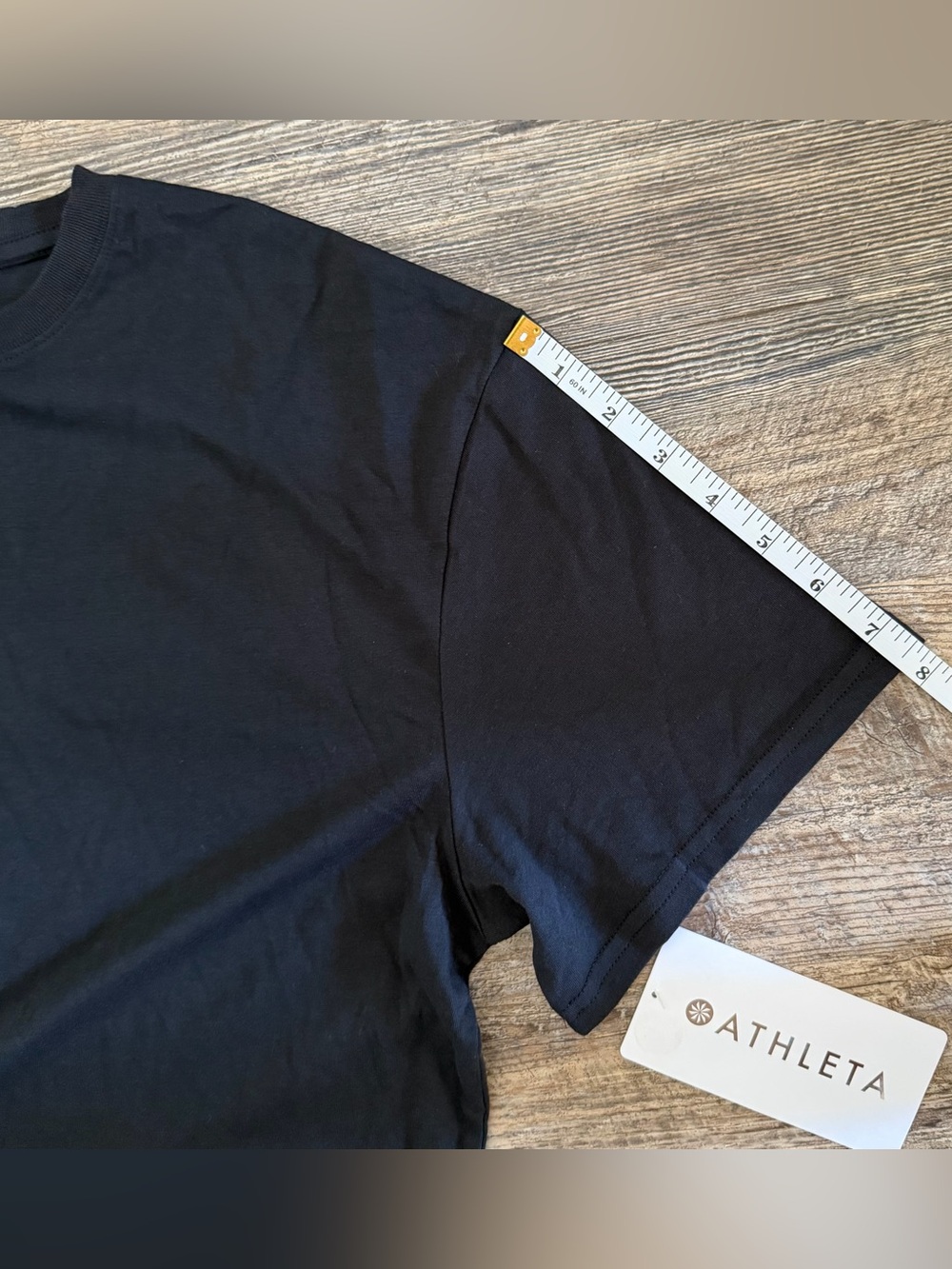 Athleta Size Medium True Cotton Tee •Black 100% Cotton Wardrobe Basic - Picture 8 of 11